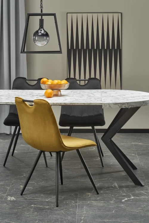 Stół rozkładany Peroni 100 - 250 cm biały marmur / czarny