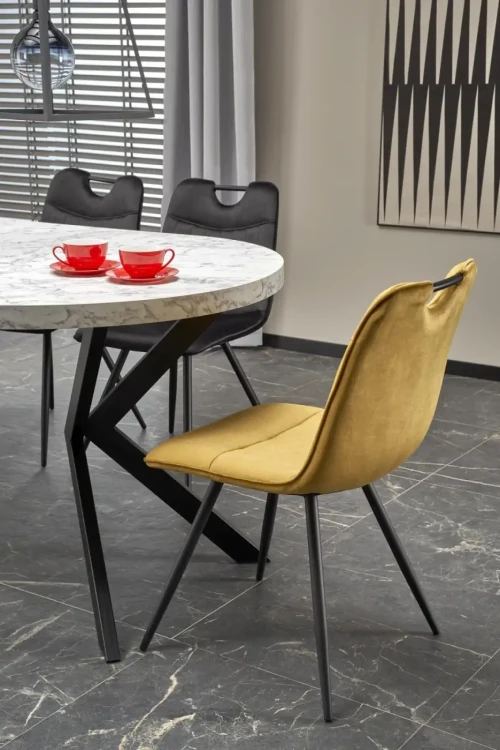 Stół rozkładany Peroni 100 - 250 cm biały marmur / czarny