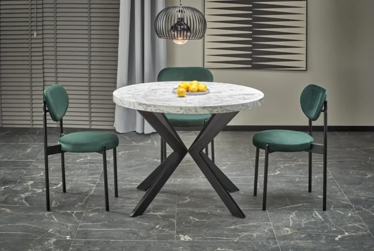 Stół rozkładany Peroni 100 - 250 cm biały marmur / czarny
