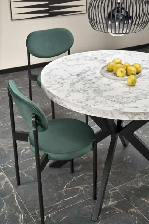 Stół rozkładany Peroni 100 - 250 cm biały marmur / czarny