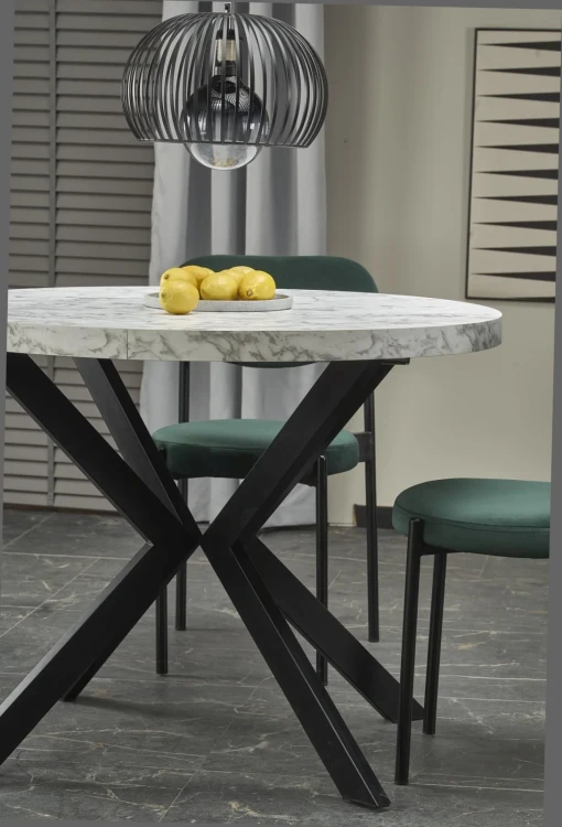 Stół rozkładany Peroni 100 - 250 cm biały marmur / czarny