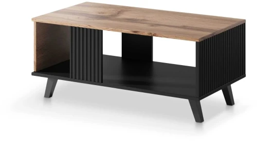 Stolik kawowy Random 92 cm z półką do salonu dąb wotan/czarny
