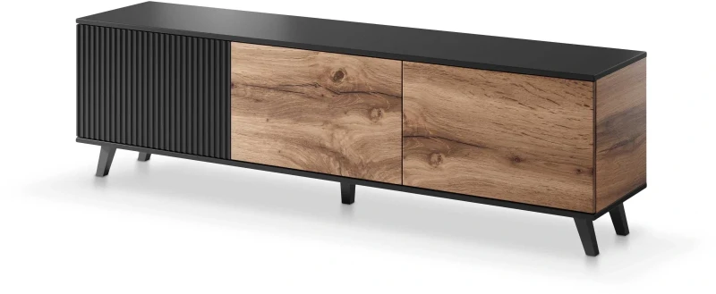 Szafka RTV Random 180 cm 3-drzwiowa do salonu dąb wotan/czarny