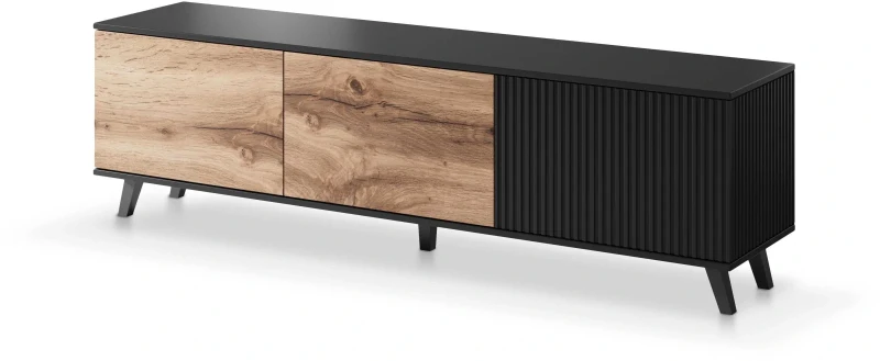 Szafka RTV Random 180 cm 3-drzwiowa do salonu dąb wotan/czarny