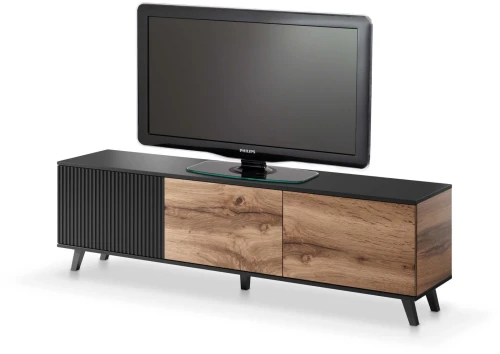 Szafka RTV Random 180 cm 3-drzwiowa do salonu dąb wotan/czarny