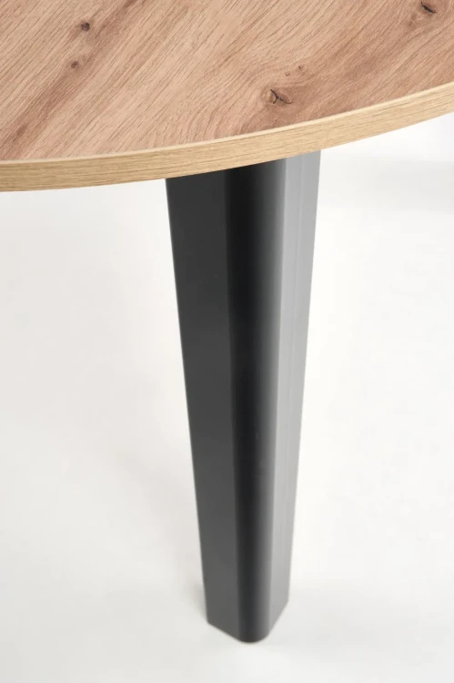 Stół rozkładany Ringo 102-142 cm okrągły do jadalni dąb artisan/czarny