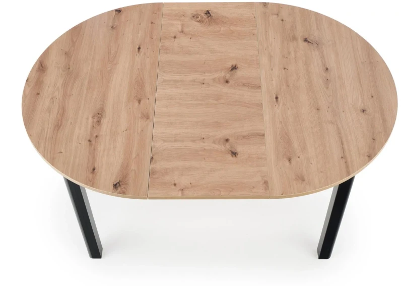 Stół rozkładany Ringo 102-142 cm okrągły do jadalni dąb artisan/czarny