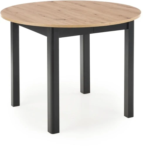 Stół rozkładany Ringo 102-142 cm okrągły do jadalni dąb artisan/czarny