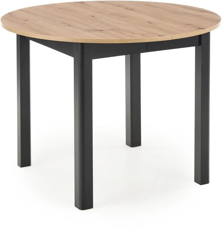 Stół rozkładany Ringo 102-142 cm okrągły do jadalni dąb artisan/czarny