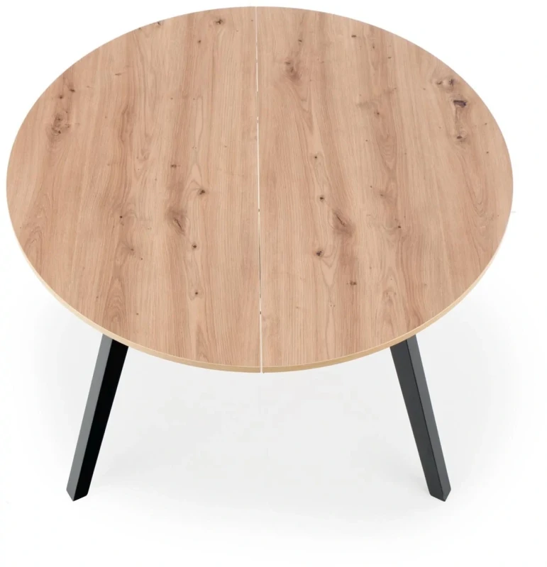 Stół rozkładany Ruben 102-142 cm okrągły do jadalni dąb artisan/czarny