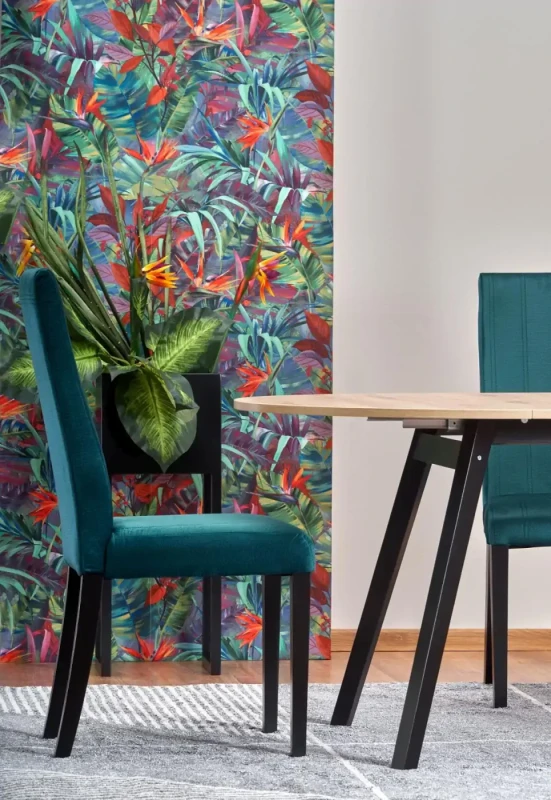 Stół rozkładany Ruben 102-142 cm okrągły do jadalni dąb artisan/czarny