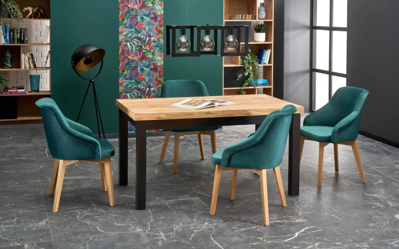 Stół rozkładany Tiago 140-220 cm czarny / dąb craft