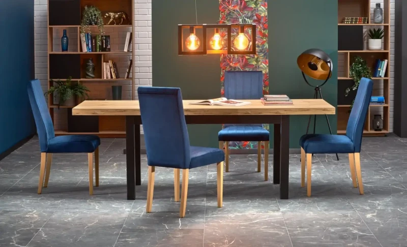 Stół rozkładany Tiago 140-220 cm czarny / dąb craft