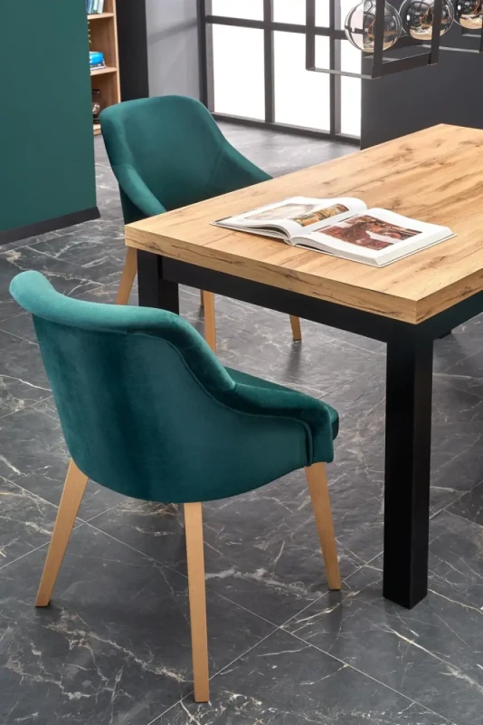 Stół rozkładany Tiago 140-220 cm czarny / dąb craft