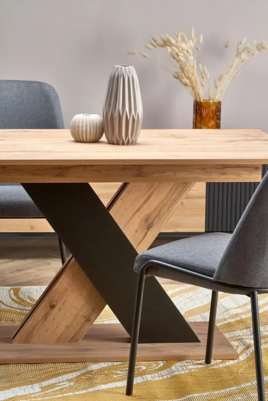 Stół rozkładany Xarelto 130-175 cm 6-osobowy do jadalni dąb wotan/czarny