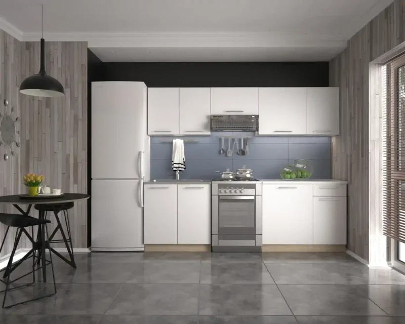 Zestaw mebli kuchennych Daria 240 cm z blatem 28 mm dąb sonoma/biały