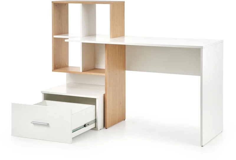 Biurko Grosso 149 cm z szufladą do pokoju młodzieżowego dąb złoty/biały