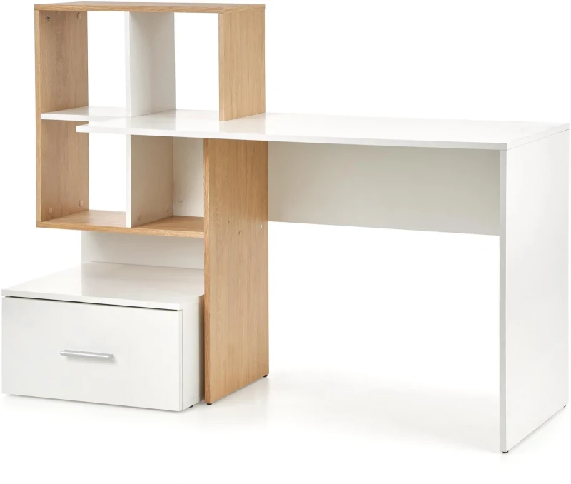 Biurko Grosso 149 cm z szufladą do pokoju młodzieżowego dąb złoty/biały