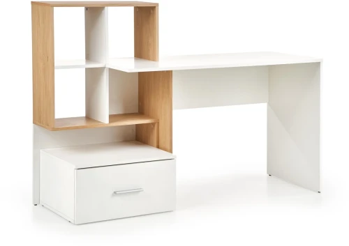 Biurko Grosso 149 cm z szufladą do pokoju młodzieżowego dąb złoty/biały