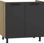 Szafka kuchenna Vento 80 cm zlewozmywakowa stojąca 2-drzwiowa dąb craft/antracyt