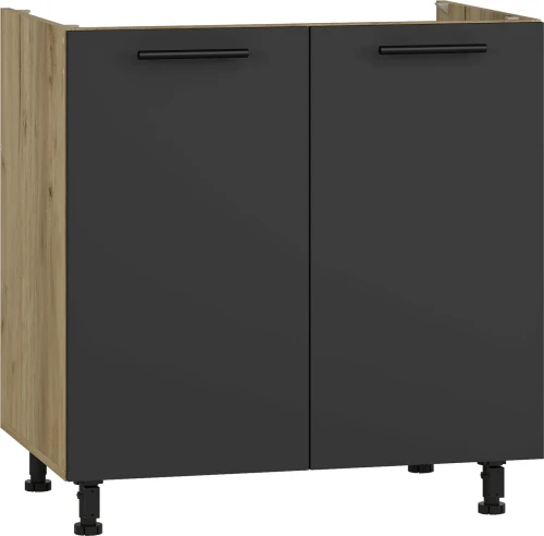 Szafka kuchenna Vento 80 cm zlewozmywakowa stojąca 2-drzwiowa dąb craft/antracyt