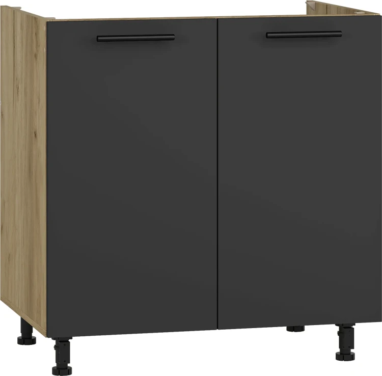 Szafka kuchenna Vento 80 cm zlewozmywakowa stojąca 2-drzwiowa dąb craft/antracyt