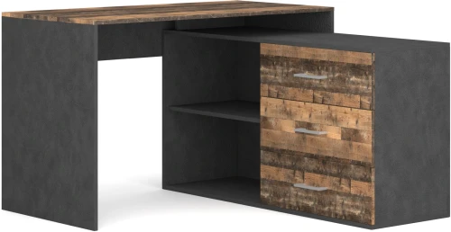 Biurko narożne Kurt 120 cm z 3 szufladami old style ciemny/matera