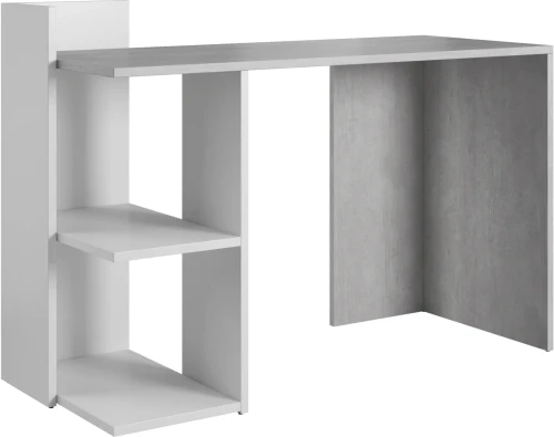 Biurko Paco 1 z dwiema półkami 120 cm beton/biały mat