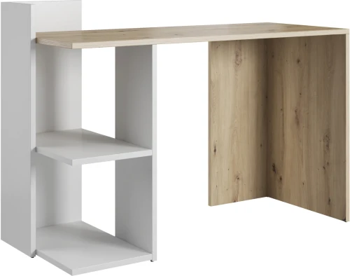Biurko Paco 1 z dwiema półkami 120 cm dąb artisan/biały mat