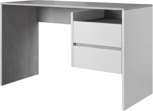 Biurko Paco 3 z dwiema szufladami 125 cm beton/biały mat