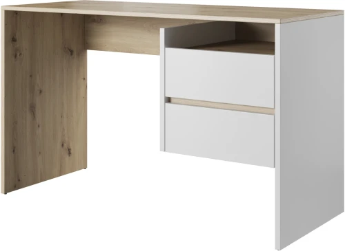 Biurko Paco 3 z dwiema szufladami 125 cm dąb artisan/biały mat