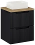 Zestaw mebli łazienkowych NOVA BLACK szafka 50 cm 2 szuflady z blatem dąb 50 cm  - aranżacja z umywalką nablatową