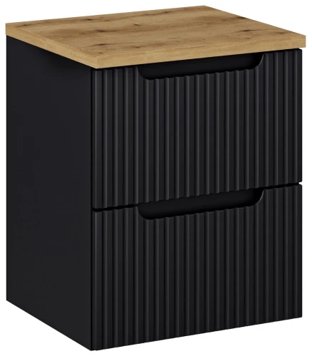 Zestaw mebli łazienkowych NOVA BLACK szafka 50 cm 2 szuflady z blatem dąb 50 cm