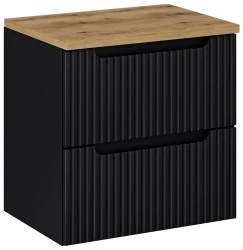 Zestaw mebli łazienkowych NOVA BLACK szafka 60 cm 2 szuflady z blatem dąb 60 cm