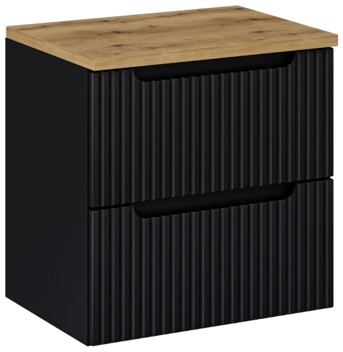 Zestaw mebli łazienkowych NOVA BLACK szafka 60 cm 2 szuflady z blatem dąb 60 cm