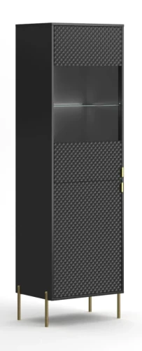Witryna Diamond 54 cm dwudrzwiowa z oświetleniem LED czarny połysk/złote elementy