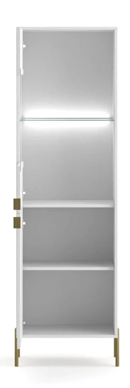 Witryna Diamond 54 cm dwudrzwiowa z oświetleniem LED biały połysk/złote elementy