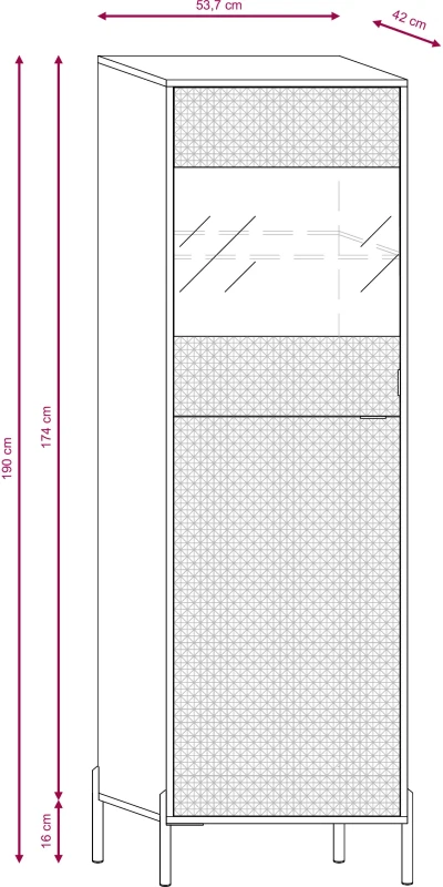 Witryna Diamond 54 cm dwudrzwiowa z oświetleniem LED biały połysk/złote elementy