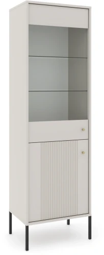 Witryna Iseo 54 cm z frezowanym frontem kaszmirowa/czarne nogi/złote uchwyty