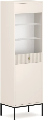 Witryna Maggiore 54 cm dwudrzwiowa ryflowane wstawki kaszmirowa/czarne nogi/złoty uchwyt