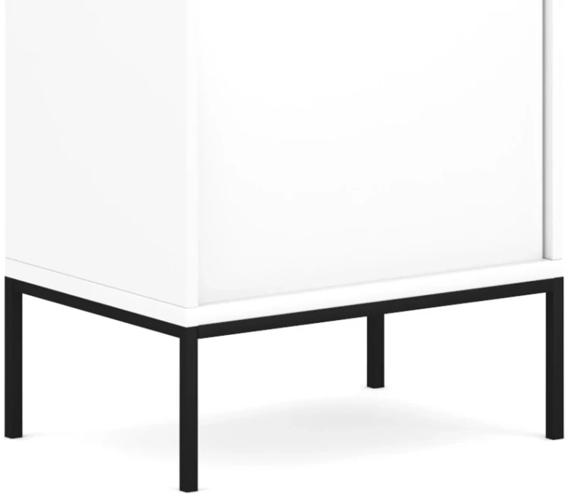 Witryna Maggiore 54 cm dwudrzwiowa ryflowane wstawki biała/czarne nogi/złoty uchwyt