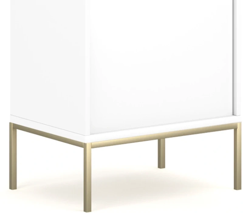 Witryna Maggiore 54 cm dwudrzwiowa ryflowane wstawki biała/złote nogi/złoty uchwyt