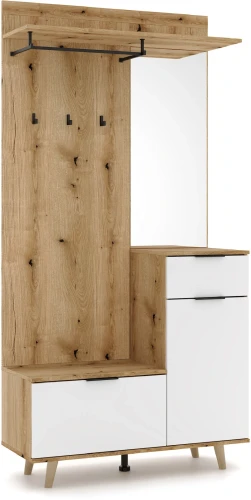 Garderoba do przedpokoju Nordic A 100 cm zestaw mebli dąb artisan/biały