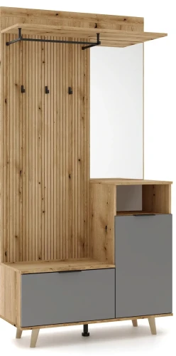 Garderoba do przedpokoju Nordic C 100 cm z lamelami dąb evoke/grafit