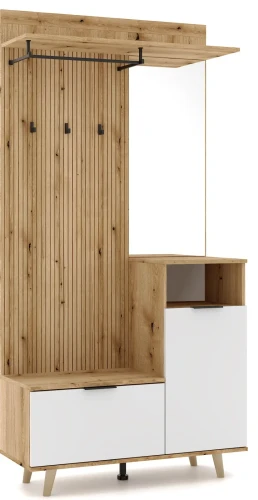 Garderoba do przedpokoju Nordic C 100 cm z lamelami dąb evoke/biały