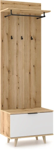 Garderoba do przedpokoju Nordic D 65 cm z lamelami dąb evoke/biały