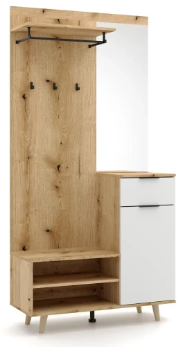 Garderoba do przedpokoju Nordic B 100 cm zestaw mebli dąb artisan/biały