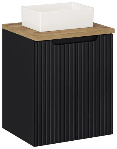 Zestaw mebli łazienkowych NOVA BLACK szafka 50 cm z umywalką GAJA i blatem dąb 50 cm