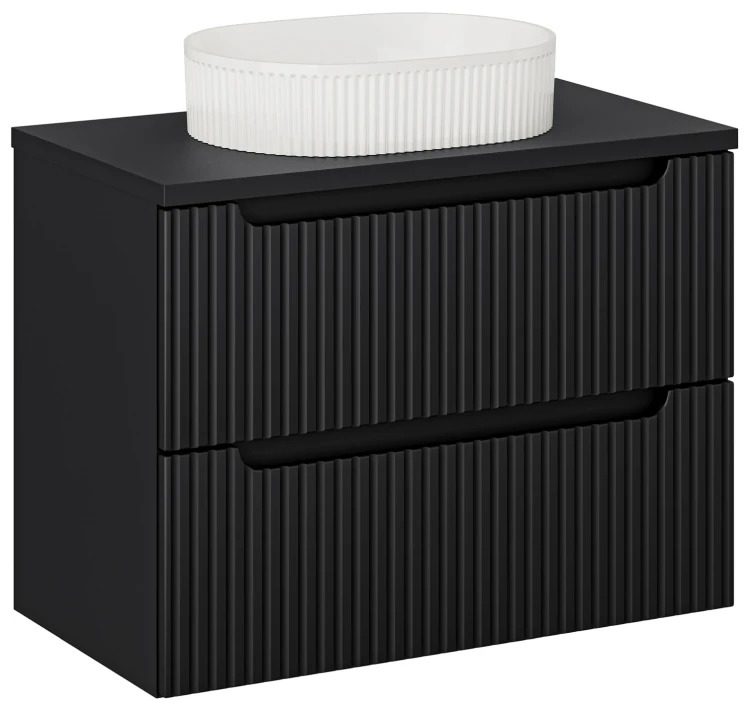 Zestaw mebli łazienkowych NOVA BLACK szafka 80 cm 2 szuflady z umywalką BEYOND i blatem 80 cm