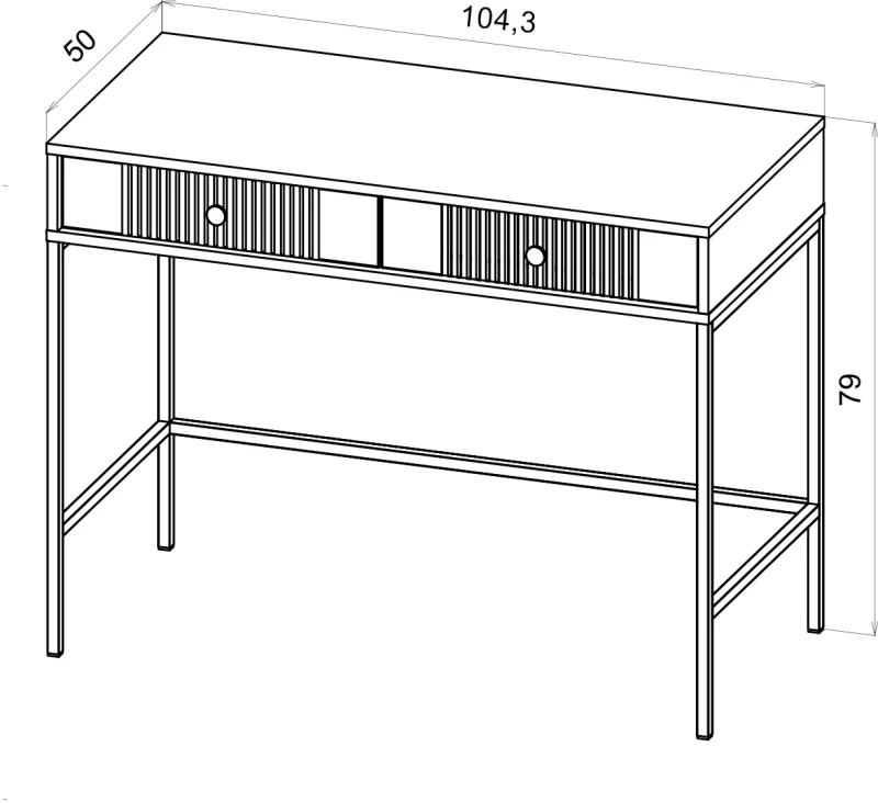 Toaletka Iseo 104 cm z 2 szufladami zielona / złote nogi / złote uchwyty